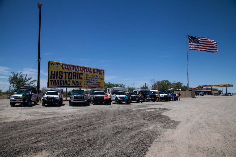  The 2015 group lines up at the start of the Continental Divide Trail at Separ, New Mexico | Roseann and Jonathan Hanson /&nbsp; ExploringOverland.com  