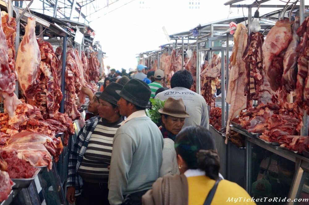 A meat market in the Ecuadorian Andes