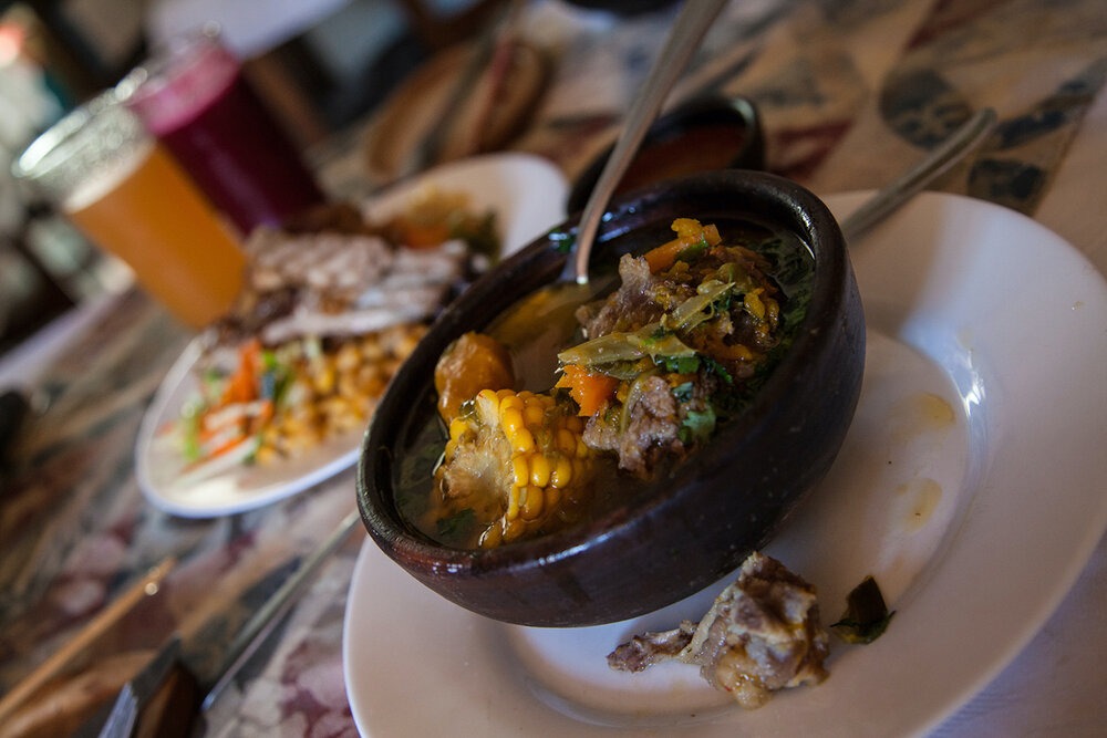 More unplanned discoveries: At Tradiciones Zuny, where locally sourced ingredients are made into Mapuche-Chilean dishes such as cocido (stew) and fresh juices (we had rhubarb and melon). Proprietress Zunilda Lepin is well-known in the region for championing local, organic ingredients and traditional foods. We discovered this gem tucked into a gritty neighborhood in Temuco, central Chile. | Jonathan &amp; Roseann Hanson