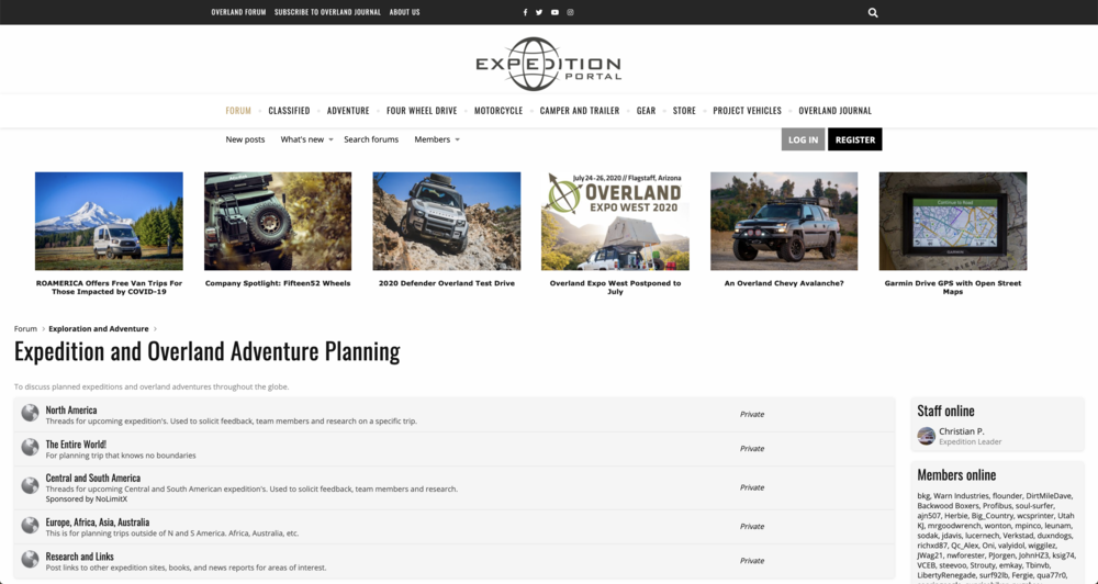 Expedition Portal Screen Grab