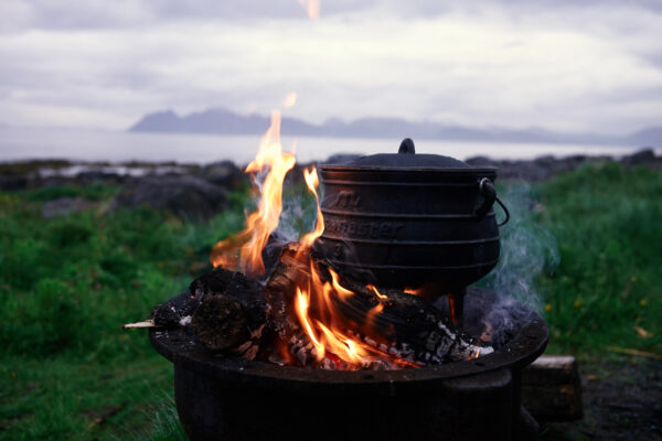 Potjie cooking over and open fire.