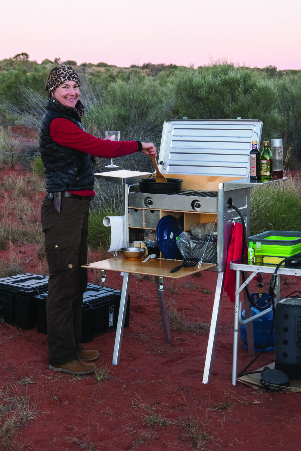  The chuck box and Wolf Packs set up for outside cooking. | Photo: Jonathan and Roseann Hanson 