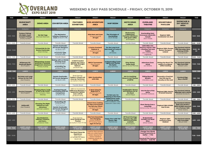 Schedule & Programs For Overland Expo East Released — Overland Expo®