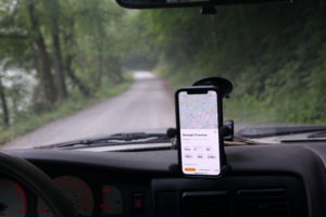 A smartphone displaying the Georgia Traverse on the OnX Offroad App.