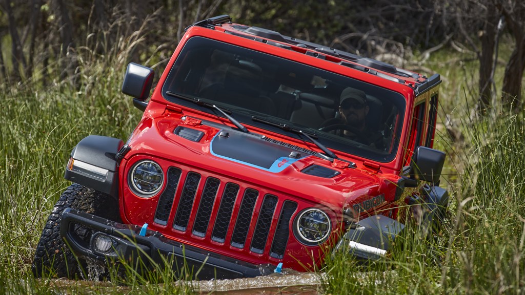 Close up of a Jeep Wrangler 4xe.
