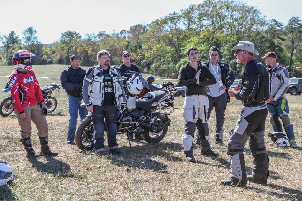 Bill Dragoo with students at the moto course.