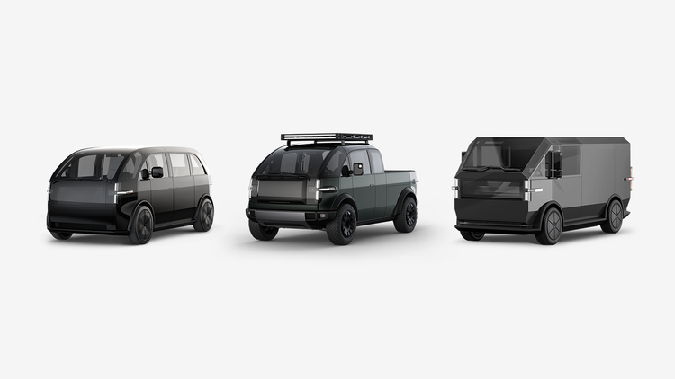 Canoo Lifestyle vehicle, pick up, and Multi-purpose Delivery Vehicle