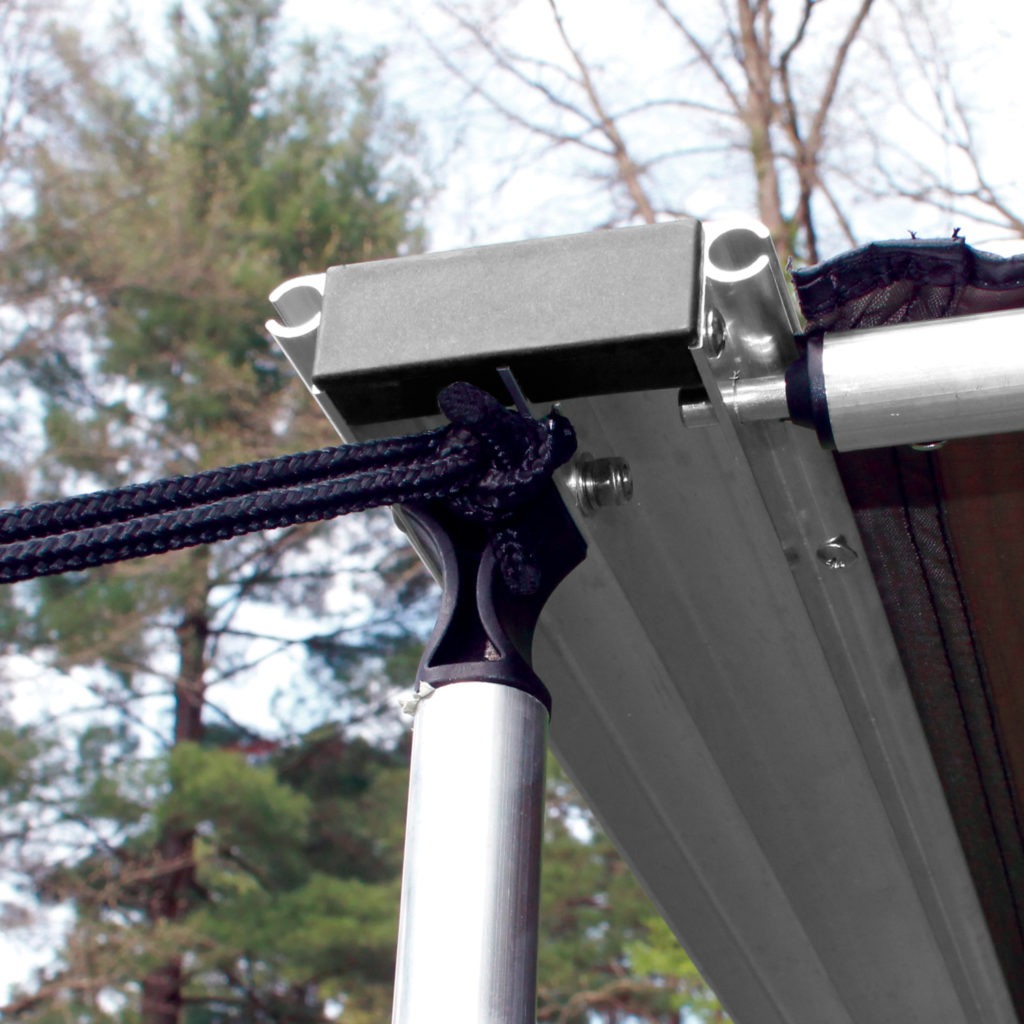 Close up of awning pole