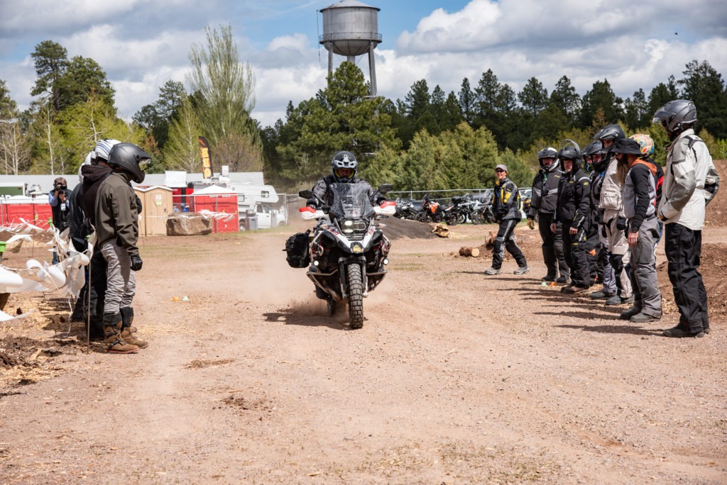 Adventure rider testing their skills in the dirt