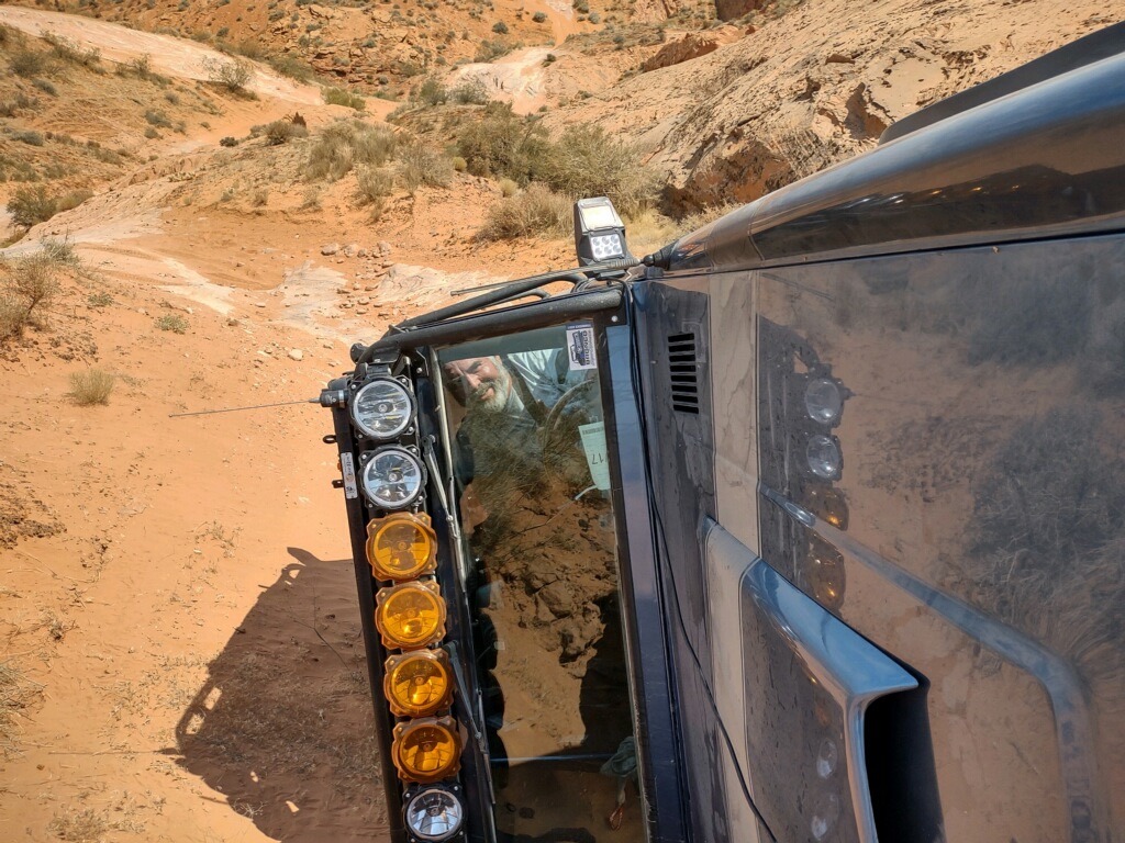 Paul Perry's Bronco after being rolled. 