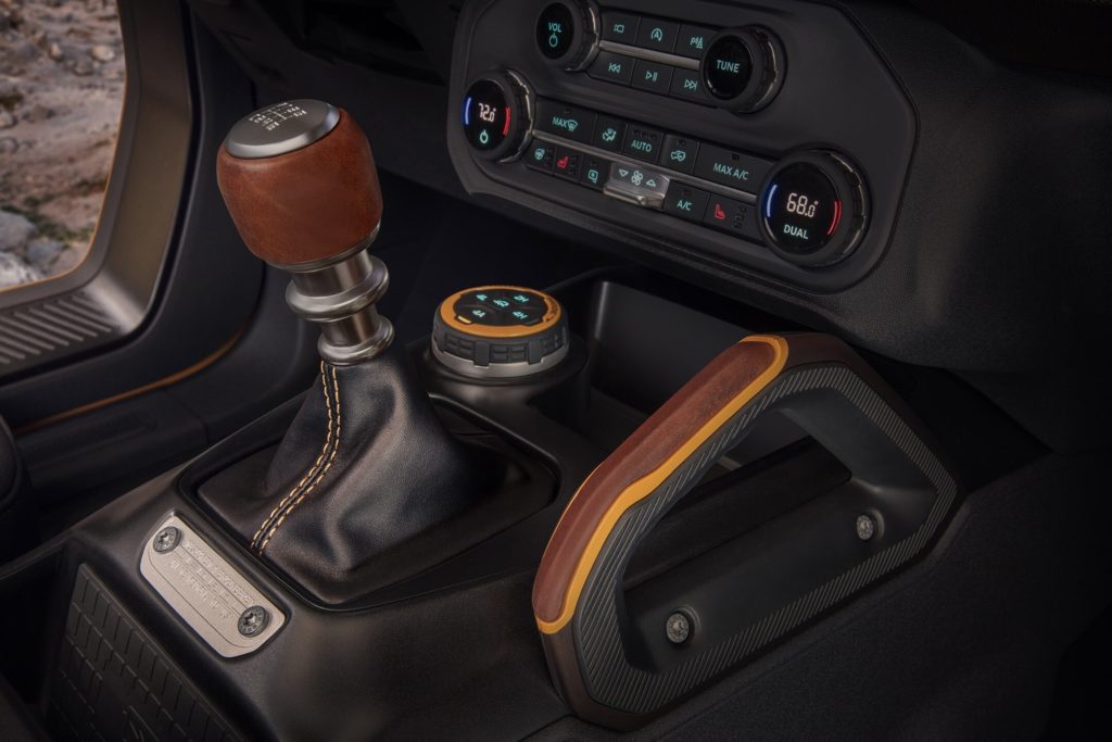 Manual shifter in a new Ford Bronco.