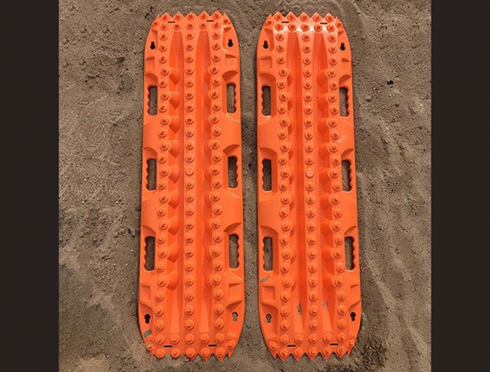 Orange traction boards.