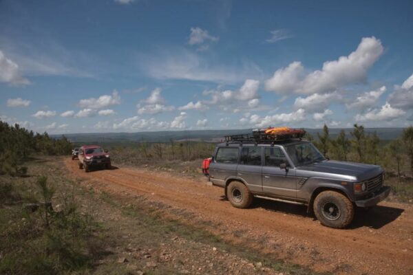 Rigs on the Honobia Creek trail.