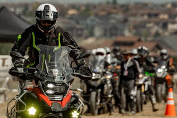 Adventure motorcycle rider trains for riding