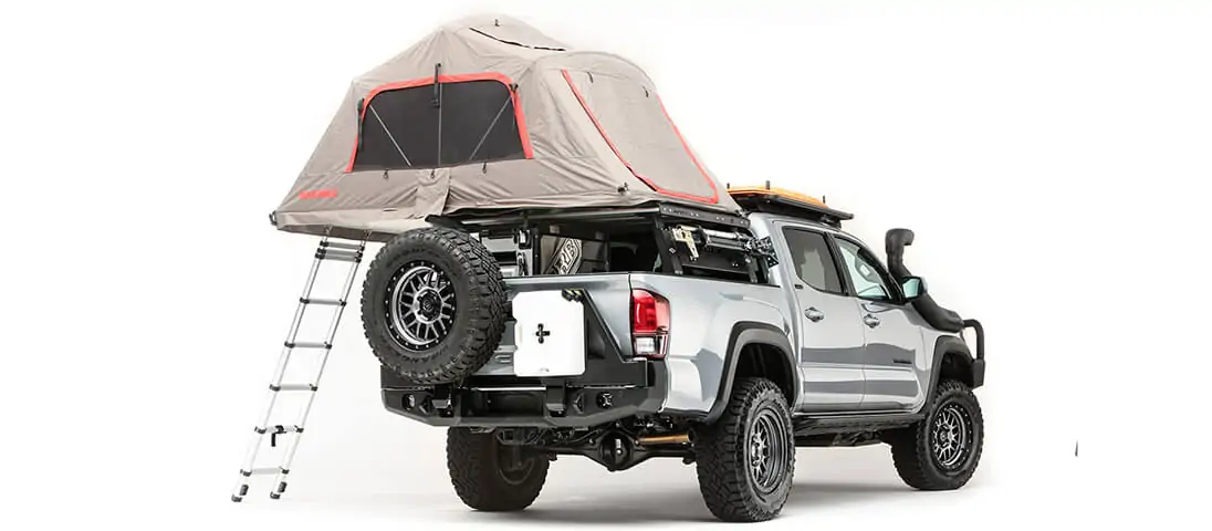 Rear 3/4 view of Toyota's Tacoma Ultimate Overlanding Concept