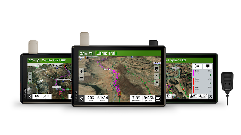 Photo of three new Tread GPS units just unveiled by Garmin at CES.