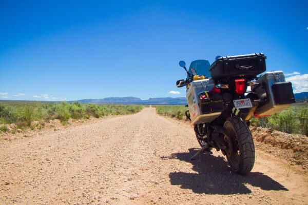 Motorcycle on dirt road