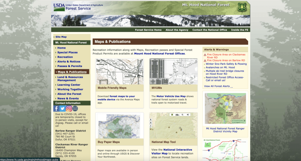 Screenshot of the US Forest Service Off-Highway Vehicle Program website.