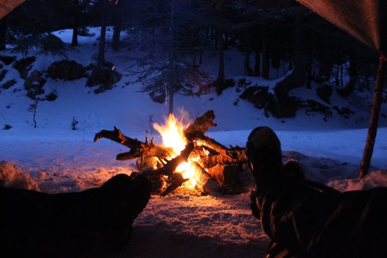 campfire in snow