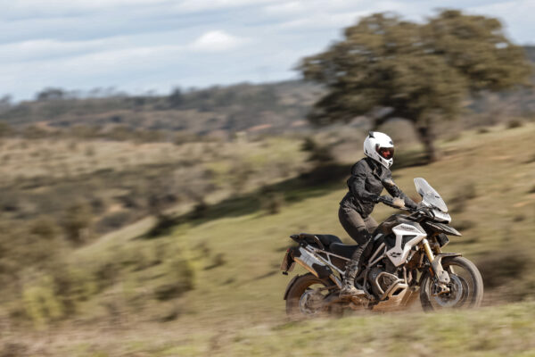 Eva Rupert Riding 2023 Triumph Tiger 1200 Rally Pro