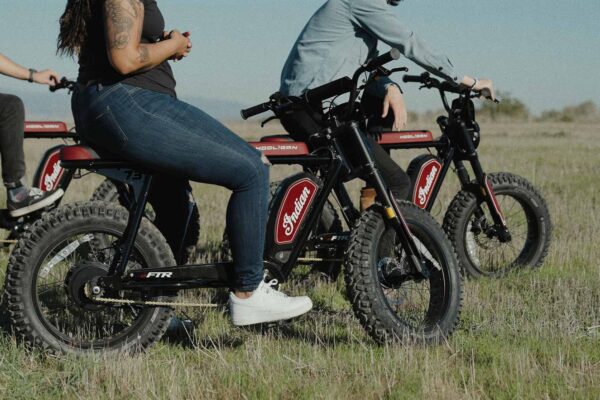 People riding super73 indian hooligan ebike electric bicycle motorcycle