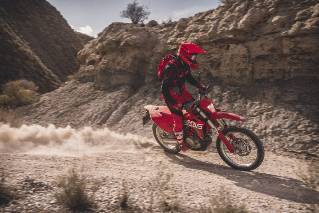 gasgas es 700 dirt bike rider on an adventure