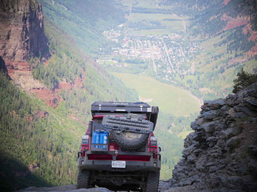 Overland Expo's 2021 Ultimate Overland Vehicle Build Toyota 4Runner on Black Bear Pass running Firestone Destination M/T2 tires.