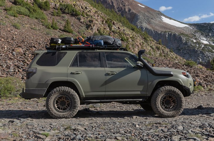 Toyota 4Runner with Toyo Open Country M/T Tires in the backcountry. 