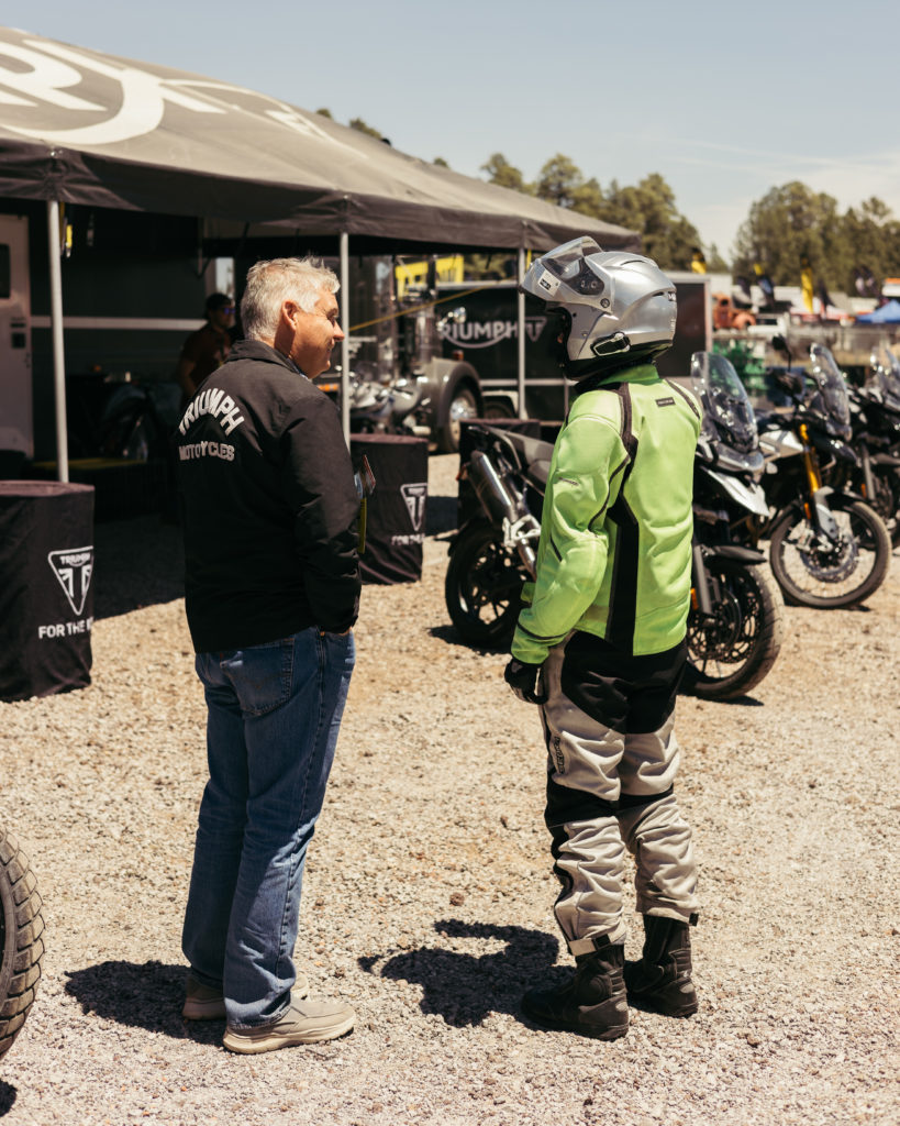 riding triumph motorcycles at overland expo