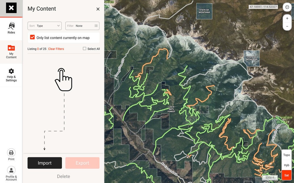 Demo of mapping app onX Offroad working on a computer.