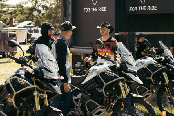 triumph motorcycle demo at overland expo