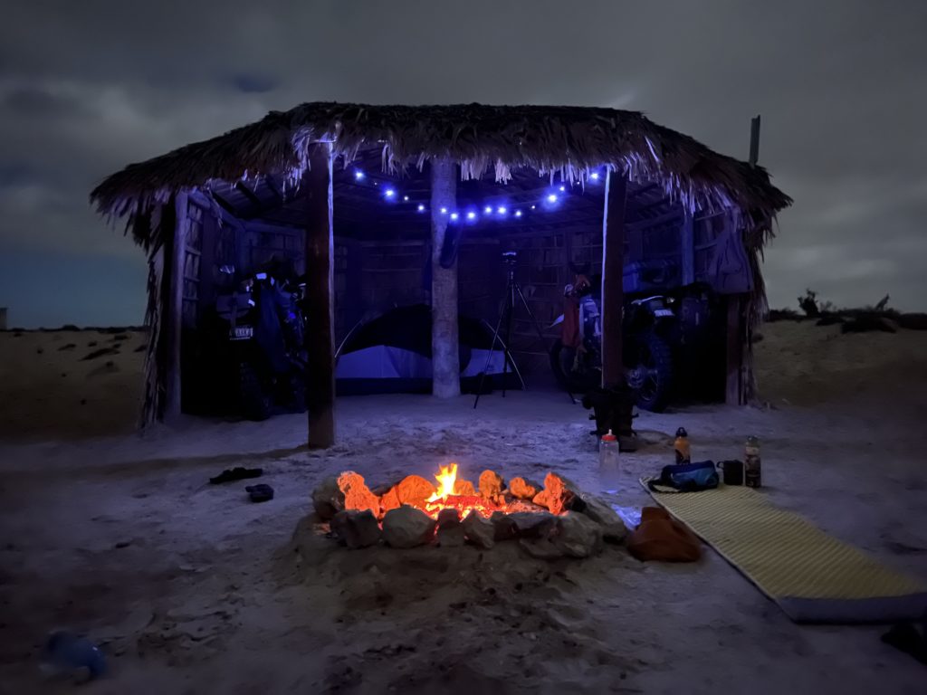 Camp in a hut on the beach in Baja.