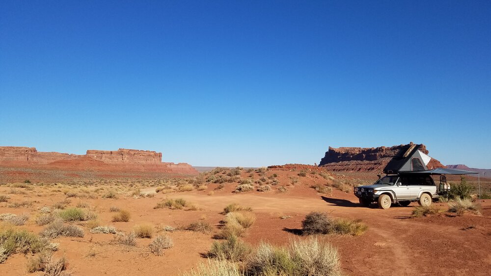 Vehicle camping in Valley of the Gods.