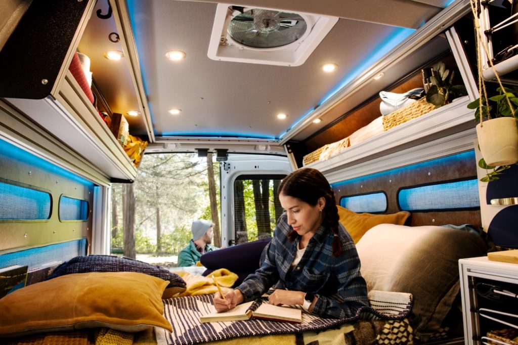 The interior of the 2023 Ford Transit Trail