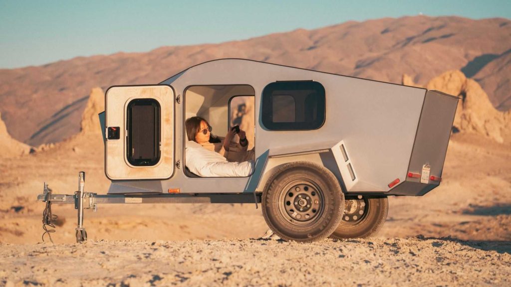 The Polydrops P19 [Shorty] set up as a shelter in the desert