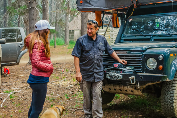 Chris Walker, Director of Training, Overland Expo talking to student.