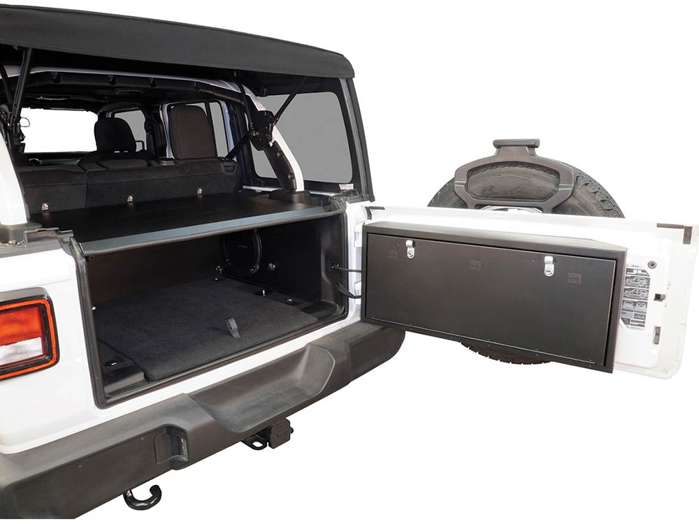 Tuffy Security Products, weapons storage, gear storage, lockable storage, 2024 Jeep Wrangler, Wrangler,