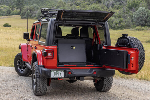 Tuffy Security Products, weapons storage, gear storage, lockable storage, 2024 Jeep Wrangler, Wrangler,