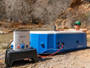 joolca hottub, inflatable hot tub, overlanding luxury, glamping, hot tub soak,