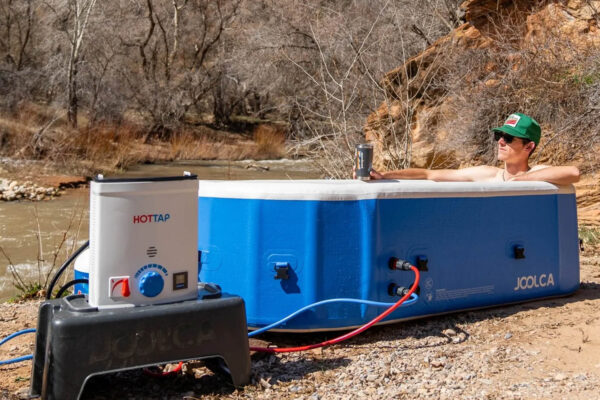 joolca hottub, inflatable hot tub, overlanding luxury, glamping, hot tub soak,