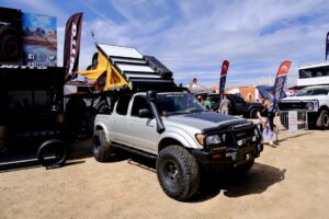 A first generation Tacoma at Overland Expo Mountain West 2024.