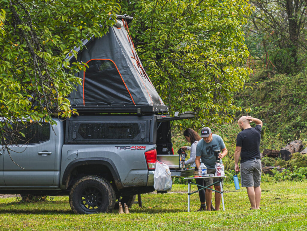 Overland rig camping at Devils Backbone Brewery Virginia.